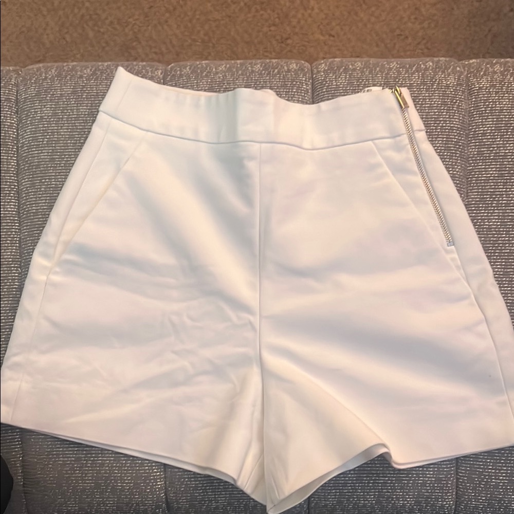 Zara High Waist White Tailored Shorts